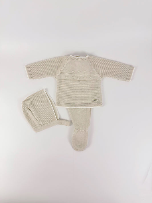 Set 3 piezas beige para recien nacido