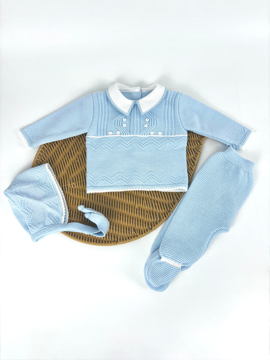 Set 3 piezas celeste para recién nacido