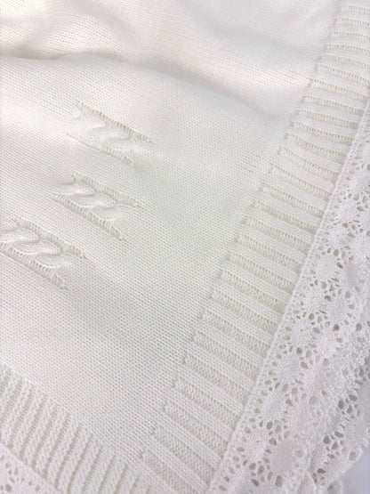Manta marfil con encaje